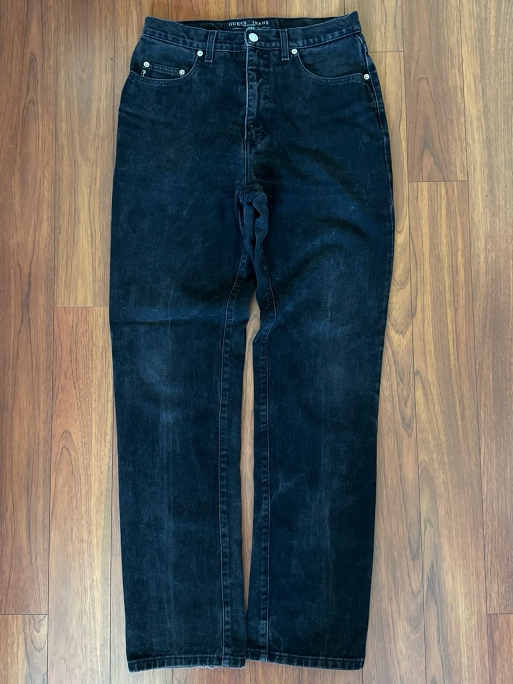Vintage 90s Guess Men's Black Straight Jeans